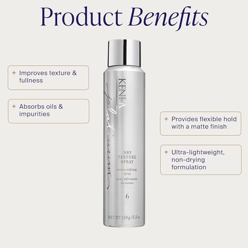 Kenra Platinum Dry Texture Spray 6 | Texture Defining Styler | Increases Texture & Fullness | Absorbs Oils & Impurities | Ultra-Lightweight, Non-Drying Formulation | All Hair Types