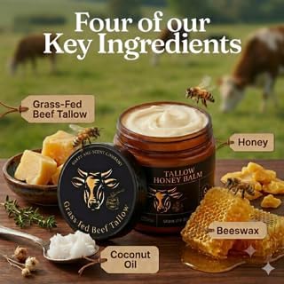 Grass-Fed Beef Tallow Honey Balm for Face & Body - 4.2 oz