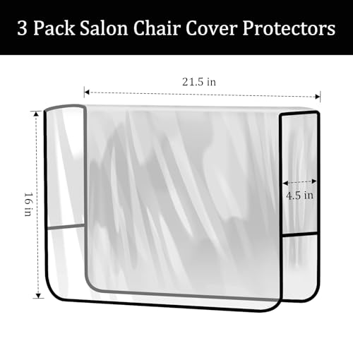 Philbinden 3-Pack Clear Square Salon Chair Back Covers, Waterproof & Reinforced – Fits Most Standard Chairs