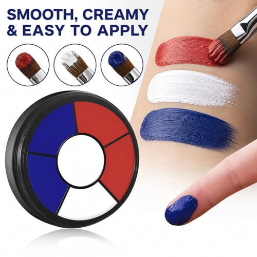 BOBISUKA 6-Color Cream Face & Body Paint Set – Washable, High Pigment for 4th of July & Festivals