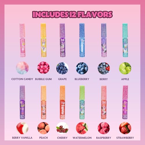 Minnie Mouse Lip Gloss Set - 12-Piece Kids Makeup, Fruity Flavors