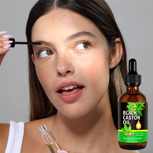 Aceite de Ricino Orgánico Puro para Cabello, Pestañas y Cejas - 60ml, 1 Botella (Variation 1) - Negro Prensado en Frío