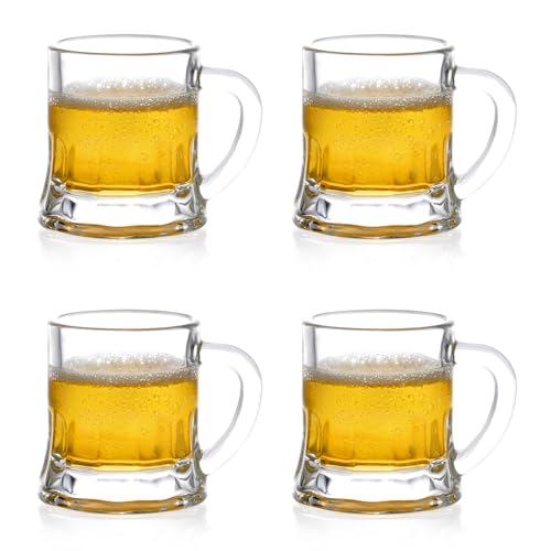 Futtumy Mini Beer Mug Shot Glasses - 2 Oz, Set of 6 with Handles