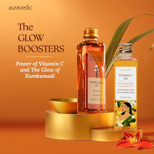 Auravedic Vitamin C & Kumkumadi Face Oil Combo - Radiant Skin Care Set