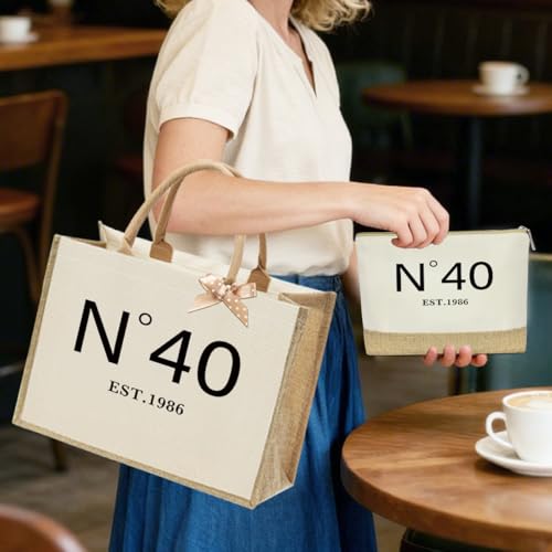 KongMoTree Vintage Jute Tote Bag N40 - Reusable Birthday Gift