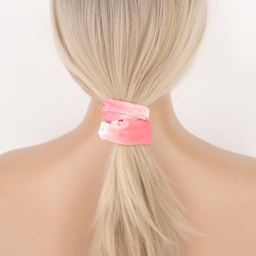 Semato Velvet Light Pink Scrunchies - 2 Pack Hair Ties for Women