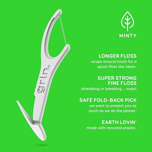 Grin Minty Floss Picks - 150 Count, Super Strong Dental Flossers