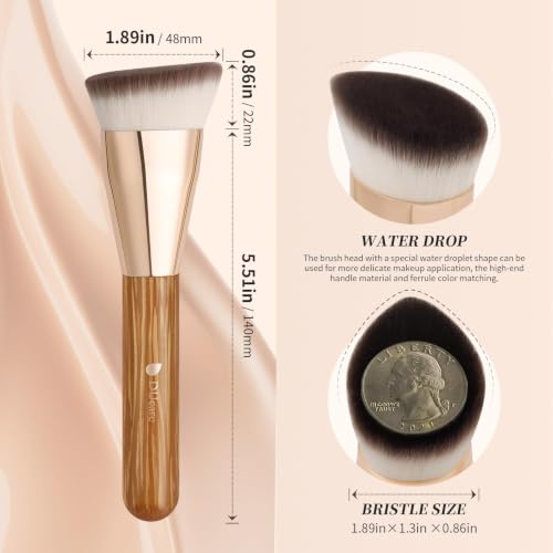 DUcare Brown Contoured Foundation Brush for Liquid & Cream Makeup - Sculpts & Defines