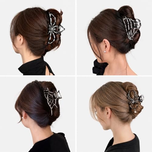 Vigorpace 4 Pack Spider Hair Claw Clips Halloween Goth Hair Accessories for Women