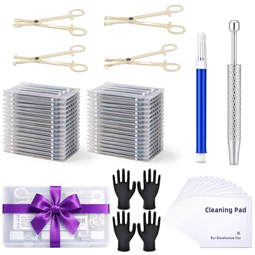 Zygc 48Pcs Body Piercing Tool Kit with Jewelry Grabber, Needles, Clamps & Storage Box
