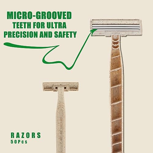 EZ Disposable Razor 50pcs Eco-Friendly 3-Blade Shaving Razors for Men & Women