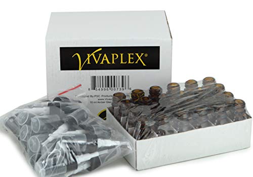 Vivaplex 10 ml Amber Glass Bottles with Black Fine Mist Sprayers – Pack of 24