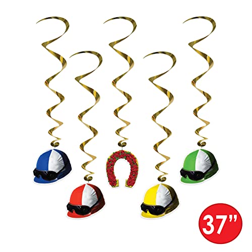 Beistle Jockey Helmet Whirls - 5 Horse Racing Party Decorations