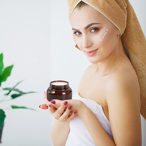 Yarlung 16 Pack 8oz Amber Plastic Jars with Lids for Body Butter & Scrubs