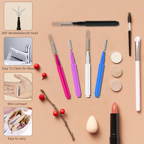 20 Pack Micro Eyebrow Brushes for Brow Lamination - Portable Spoolies