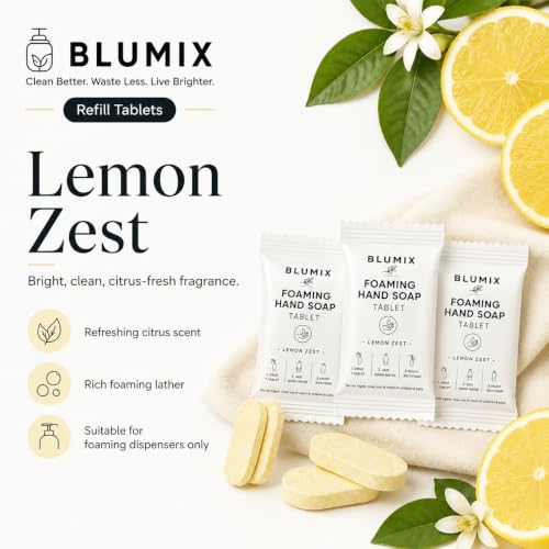 Blumix Lemon Foaming Hand Soap Refill Tablets - 12 Count, Just Add Water, Refill Only