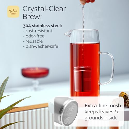 Stainless Steel Tea Infuser with Lid & Chain Hook - Medium Size