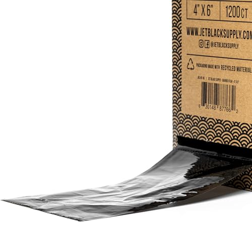 Jet Black Barrier Film Roll, 4" x 6" Perforated Disposable Protective Sheets