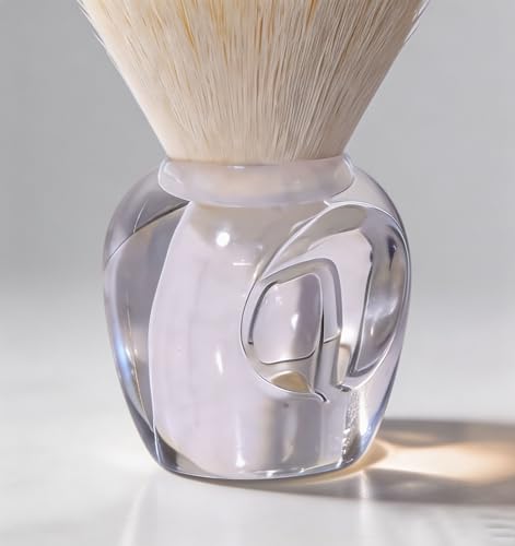 Clear 2-Pack Nail Dust Brush Set with Anti-Slip Ergonomic Transparent Base | Soft Kabuki Bristles for Manicure & Makeup