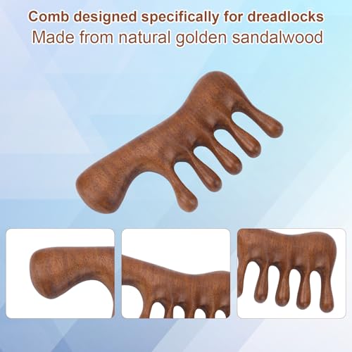 Wooden Dreadlock Comb Set for Hair Growth & Scalp Massage - 2 Pack
