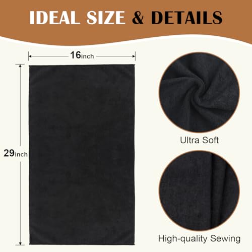Orighty 2 Pack Black Microfiber Salon Towels - Soft & Absorbent