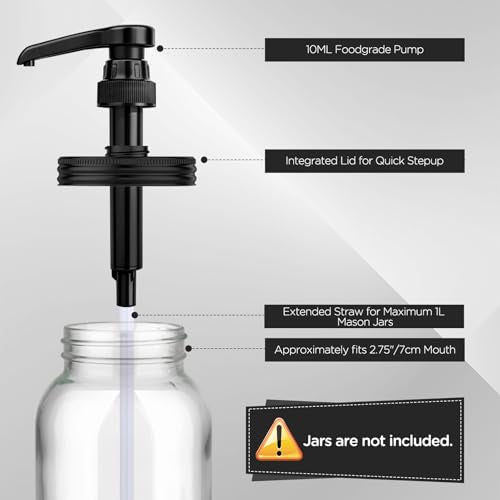 Syrup Dispenser Kit for Mason Jars - 10ML Precision Pump & Lid