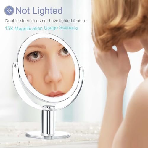 CLSEVXY 7.4-Inch Double-Sided Vanity Mirror, 1X/15X Magnifying Makeup Mirror