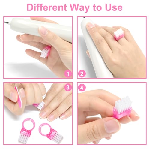 SHEERBLISS Mini Nail Brush Rings - 20pcs Adjustable Fingernail Cleaner