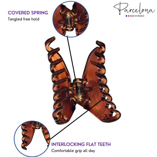 Parcelona French Small Black Hair Claw with No-Slip Grip