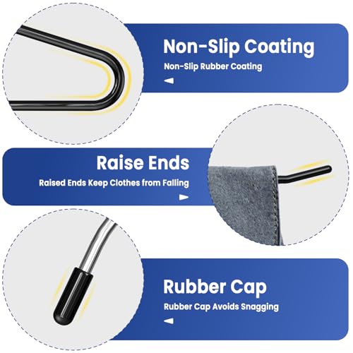 Heavy Duty Non-Slip Open Ended Pants Hangers - 10 Pack for Closet Organization