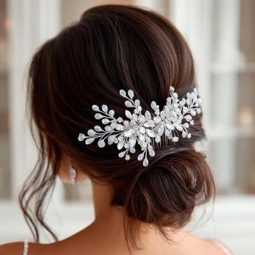 Unicra Silver Bride Hair Comb A-Silver - Rhinestone Bridal Headpiece
