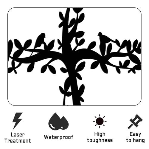 XORT Metal Wall Art Sign - Christian Tree Birds Cross Decor