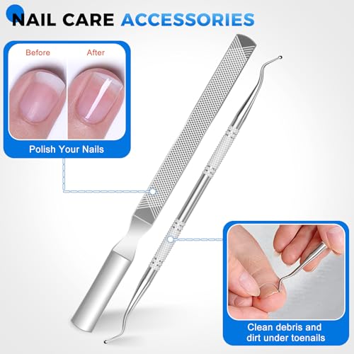FUMAX Heavy Duty Toenail Clippers for Thick Nails & Ingrown Toenails - 5-in-1 Senior Nail Care Set