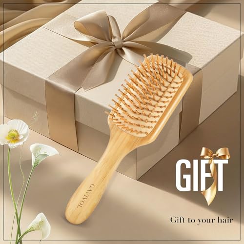 GAVIVOL Bamboo Hair Brush – Detangling Paddle Brush for All Hair Types