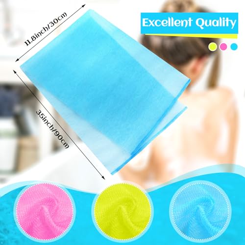 12-Pack African Exfoliating Bath Net Towel - 36-Inch Long Body Scrubber
