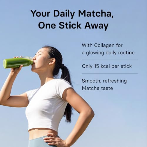 Osulloc Collagen Matcha Drink Mix - Strawberry & Peach Flavor, 10 Count