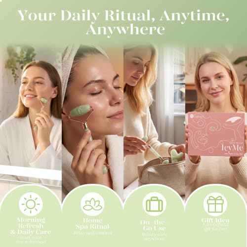 BAIMEI Jade Roller & Gua Sha Tool Set for Face Depuffing