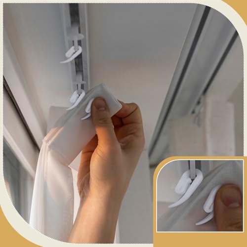 300 Pcs White Plastic Curtain Hooks for Drapes & Shower Curtains