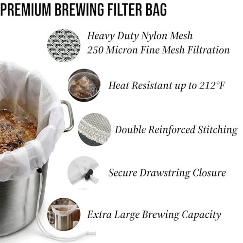 2 Pack BIAB Brewing Bags - 18" x 16" Fine Mesh Nylon Strainers