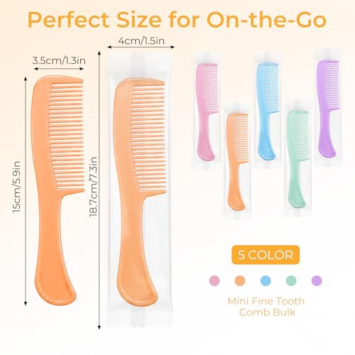 100 Multicolor Pocket Combs - Individually Wrapped Hair Combs for All Ages