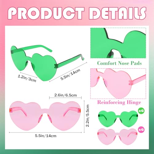 24Pcs Pink & Green Party Accessory Set: Satin Scrunchies & Heart Sunglasses