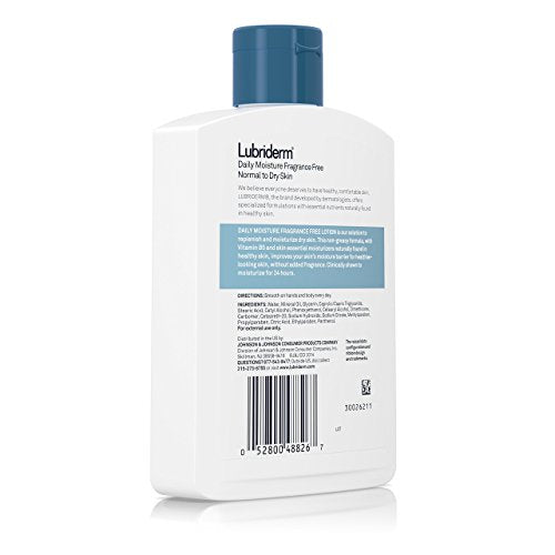 Lubriderm Fragrance Free Daily Moisture Lotion 6 oz (Pack of 6) – Pro-Ceramide & Shea Butter for Sensitive Skin