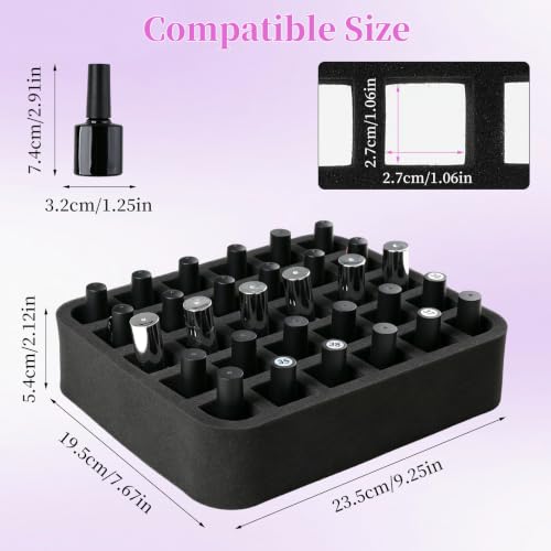Purple Nail Polish Organizer Case for 30 Bottles - YINGJEE