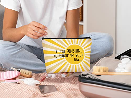 BARPERY Inspirational Makeup Bag - Yellow Summer Cosmetic Travel Organizer