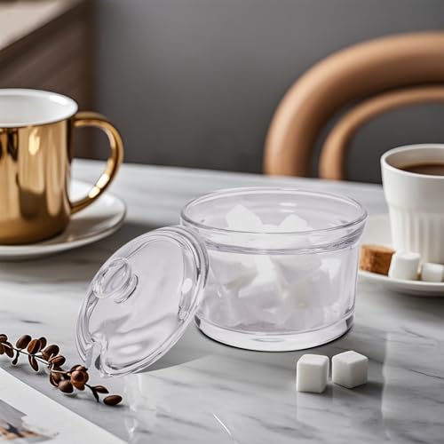 Premium 6 oz Clear Glass Sugar Bowl with Lid & Spoon