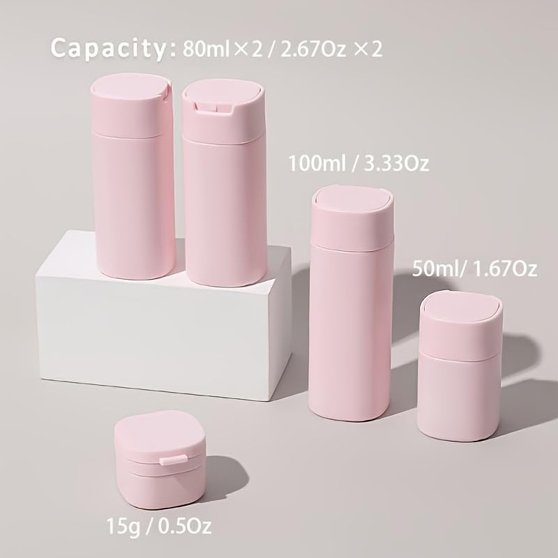 Travel Cream Dispenser Bottles Set - 5pcs TSA Approved Toiletry Containers for Travel Essentials