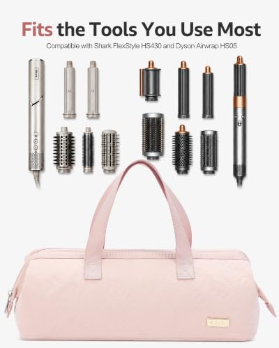NISHEL Pink Hair Tools Travel Bag for Dryer & Curling Iron