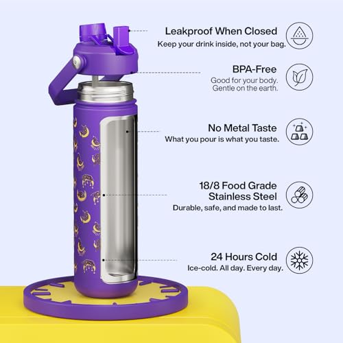 ENCOOL Insulated Water Bottle with Straw - 26 oz, Leak-Proof