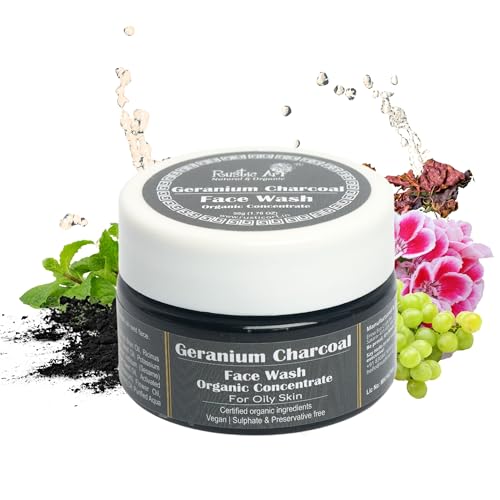 Rustic Art Organic Geranium Charcoal Face Wash Concentrate for Oily Skin 50g