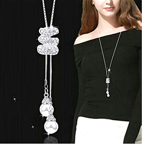 Elegant Pearl Pendant Necklace for Women Long Chain Jewelry Adjustable Statement